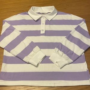 Lavender and white, cropped polo